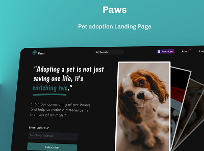 Pet Adoption Landing page animation branding logo ui