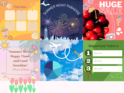 Summer Instagram Templates canva colorful graphicdesign rainbow summer