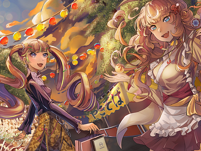 Graphic Illustration of Food Fantasy Characters