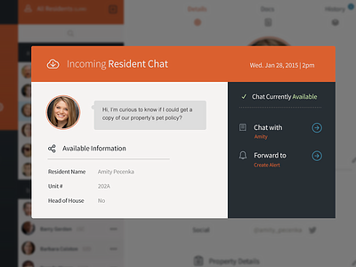 Incoming Chat interface saas software ui ux