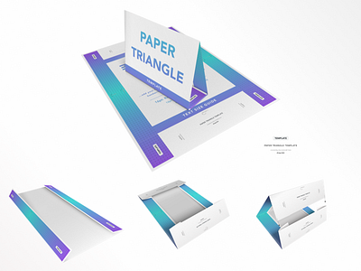 Faux 3D Paper Triangle Template - Print, Fold, Stand on Paper. faux 3d fold free throw gradient magic mirror paper print real sketch sketchapp stand