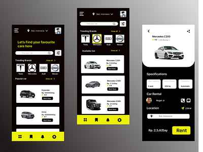 Rental car branding graphic design ui