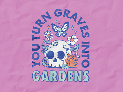 Graves into Gardens graphic design illustration lettering mascot minimalist retro shirt design typography vintage