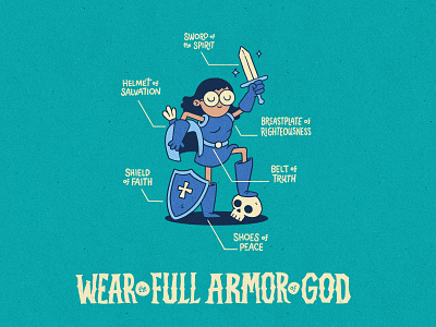 Wear the Full Armor of God christian church graphic design illustration lettering mascot minimalist retro sermon series texture typography vintage