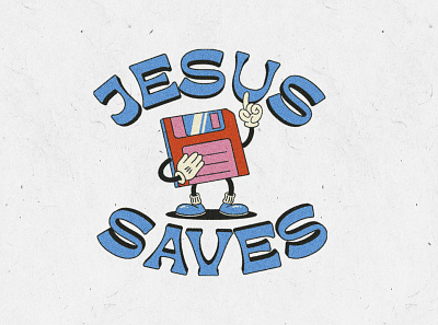 Jesus Saves character design christian church graphic design illustration lettering logo mascot retro shirt design texture vintage