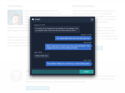 Chat Modal Exploration chat conversation message modal ui window