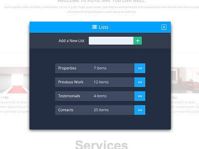 C2 Lists Modal blue design edit input interface list modal ui