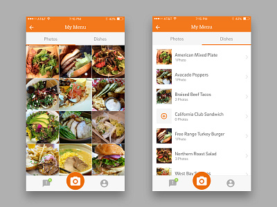 Photo Manager app design food iphone mobile photo restaurant ui