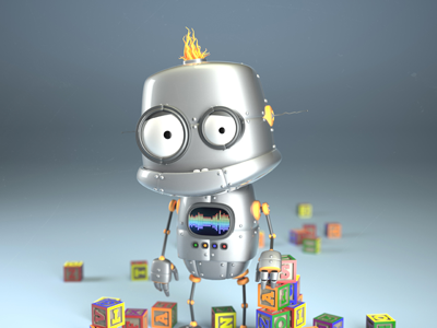 Cade Bot 3d blocks character child cute robot