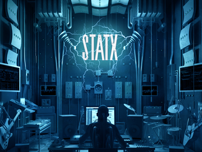 STATX 3d artist austin blue electric gear instruments music musician sound