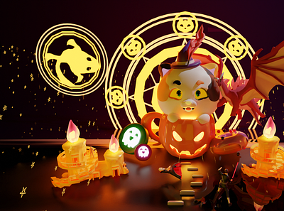 Halloween Night 3d cat halloween illustration night