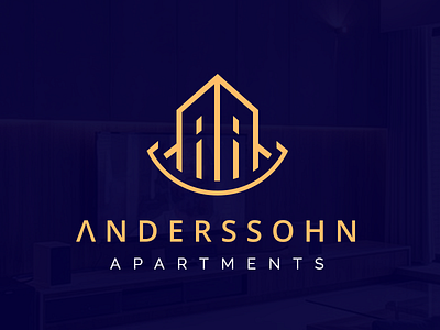 Logo design for an apartment in Germany - Anderssohn Apartments apartment dark theme elegant germany logo modern navy blue