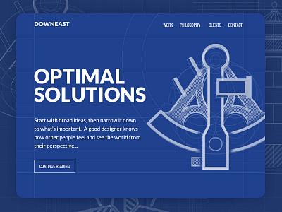 Concept Exploration blueprint high fidelity landing page nautical sextant wireframe