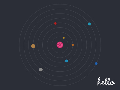 Hello dribbble debute dribbble hello planets solar system