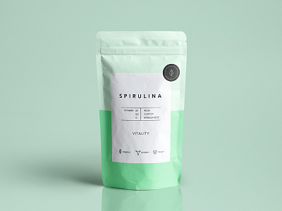 Spirulina pouch design for a brand "Superfoods"