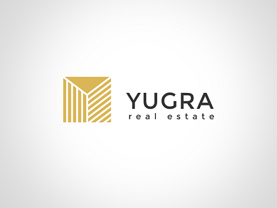 Yugra Logo gold isometric logo logotype real estate symbol y yellow