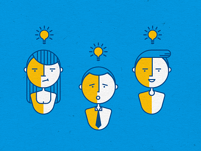 More Head Better Than One bulb character idea illustration vector
