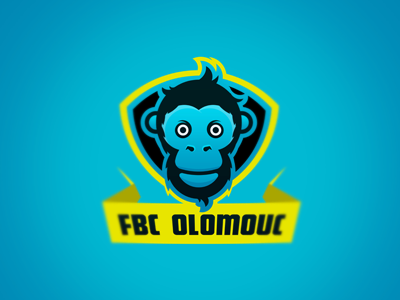 FBC Olomouc chimpanzee crest czech republic floorball logo monkey olomouc ribbon sport
