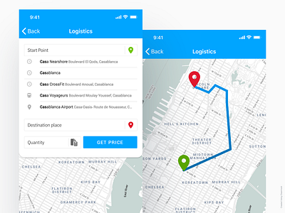 Logistics & transportations Mobile App. direction logistic map navigation