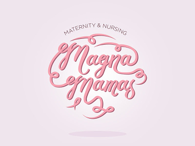 Magna Mamas Brand brand branding colour flat illustration lettering logo pink type typography vector