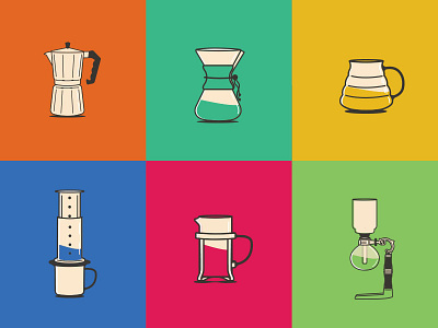 Coffee Brewing Illustrations