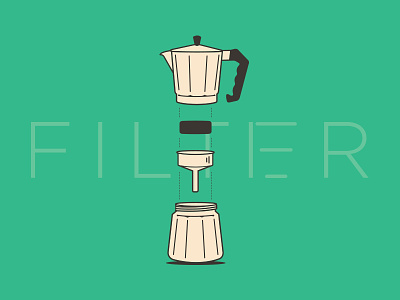 FILTER by berk - Stove Pot poster on Kickstarter brewing coffee colour design flat green icon illustration kickstarter poster stove pot vector