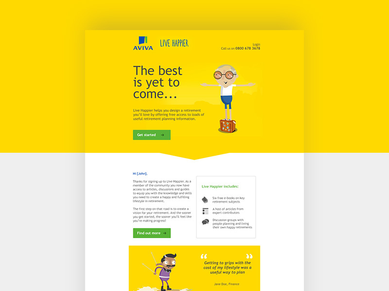 Aviva Launch Email by Rebecca Liggins on Dribbble