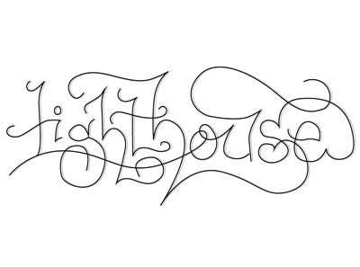 Lighthouse - rough outline for custom type handmade script logo