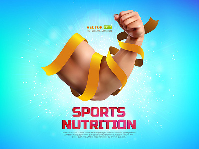 Sports nutrition biceps design fitness graphic gym hand illustration muscle nutrition realistic sport vector