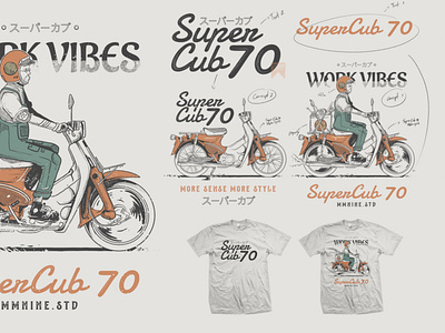 Super Cub 70 Honda Motorcycle Illustration Design