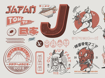 WORLD AND WORD OF JAPAN branding cartoon concept art design graphic design illustration japan japanese logo mascot merchandise tshirt design vector vintage