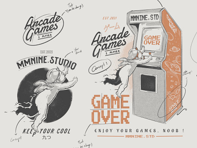 Arcade Games branding cartoon character concept art design games graphic design ill illustration logo vintage