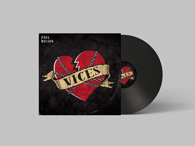Paul Wilson Album - Vices album art branding graphic design illustration mockup music tattoo vintage