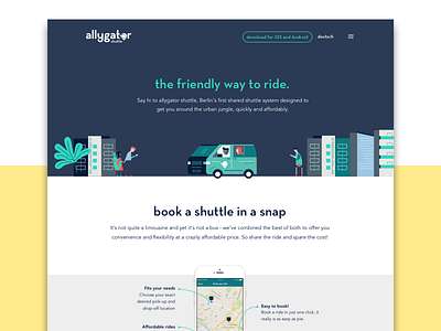 allygator shuttle landing page brand digital graphic illustration landing page web