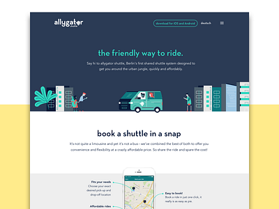 allygator shuttle landing page