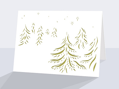 Midnight Walk card cut forest illustration paper stencil tree