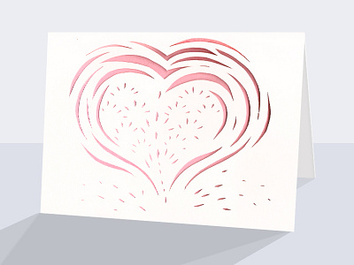 I Heart You card cut eyelet heart illustration love paper pink stencil valentine valentines day