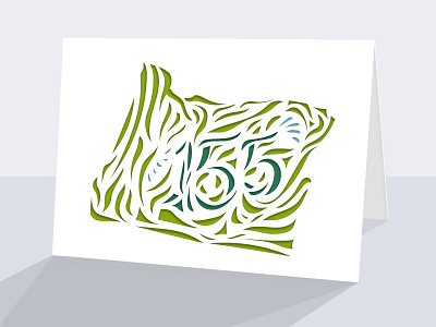 Oregon is 155 birthday card cutout green oregon
