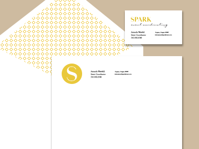Spark Event Coordination branding identity logo stationery