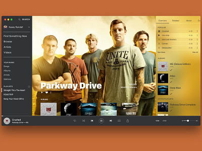 I like design, and heavy metal. adobe xd app concept design fun mac os music parkway drive spotify ui