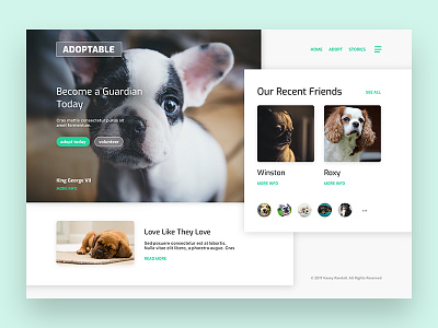 Adopt Today! adopt animals branding design dogs hero interface landing page photography rescue ui web design