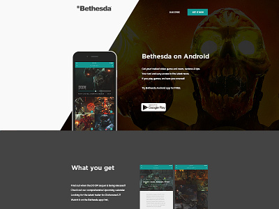 Bethesda App Landing Page bethesda branding doom ui ux web design