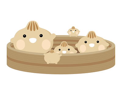 Dumplings character character design dim sum dumplings food characters illustration illustrator steamer