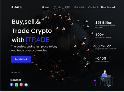 CRYPTOCURRENCY EXCHANGE LANDING PAGE animation branding ui