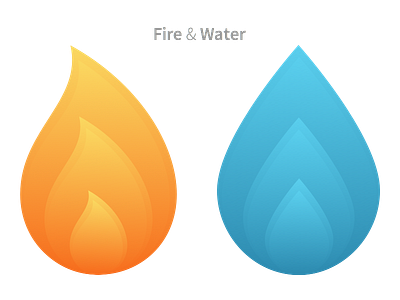Fire & Water Icons colour elements fire icons practice retina sketch 3 water