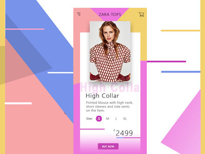 Mobile app screen for E-commerce website