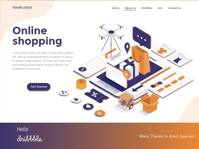 Dribble Debut customers e commerce illustration product page