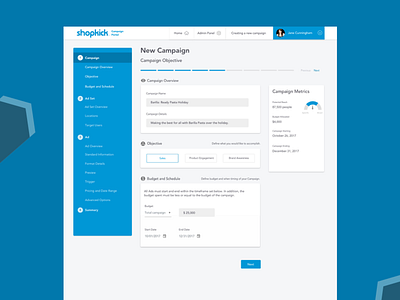 Create Campaign Page for Ad Management Company