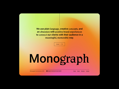 About • Monograph Communications branding clean color colour design font logo minimal typography ui web design