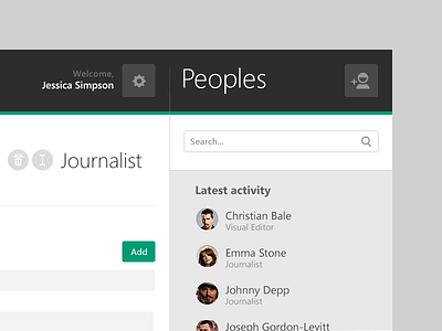 People Sidebar clean emerald flat green icons layout minimal peoples search structure tree ui ux